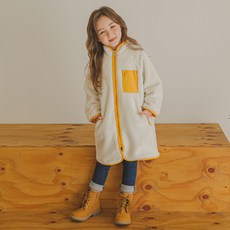 LILIPURRI 女孩配色絨毛拉鍊外套