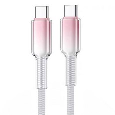 小麥購物 Type-C系列 65w Type-C-Type-C冰晶漸變快充數據線 L1366, 1個, 2m, 雪白粉