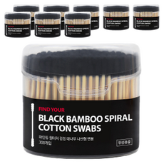 파인듀 원터치 대나무 블랙 면봉, 300개입, 9개