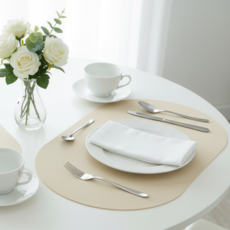 Logro 北歐皮革防水餐墊, 2個, 米色, 30 x 45 cm