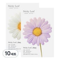 Appree Sticky Leaf 雛菊基本款便利貼 2入組 S, White + Purple, 10套