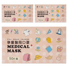 GRANDE 格安德 學童平面醫用口罩 綠色 50片, 3盒