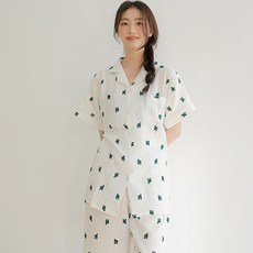 PALAN 仙人掌楊柳棉透氣短袖睡衣套裝