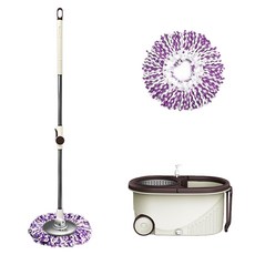 World Clean 強力手壓旋轉拖把 頂級米色, 1套