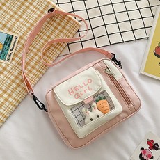 野餐女用Hello Girl迷你斜揹包, 粉紅色