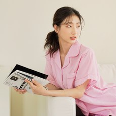 PALAN 情侶款週末條紋泡泡紗上下睡衣套裝