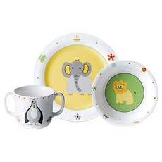 HANKOOK CHINAWARE Jyu 兒童餐具套裝, 1盤+1湯碗+1杯, 混色