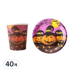 파티해 할로윈 호박삼총사 파티접시 18cm + 파티컵 세트, 40개