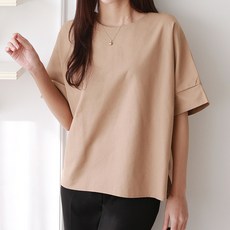 여성용 언발란스 옆 트임 반팔 티셔츠