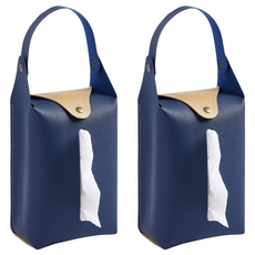 掛式衛生紙盒 皮革紙巾盒, 寶藍色, 2個