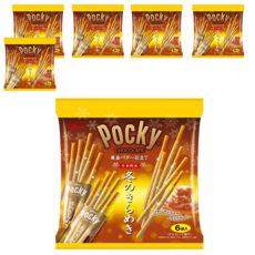 glico 格力高 Pocky 百奇 冬季巧克力棒 奶油風味, 香濃酥脆 愛不釋手, 120.6g, 6袋