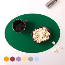 에이드엘 슬림 오발 실리콘 테이블매트 2p, 그린, 383 x 269mm, 2개