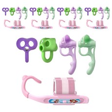 DADA 鉛筆握筆器 可調式手腕寫字矯正器組合, 5套, 粉紅色(手腕矯正器), 隨機出貨(手指矯正器 短款, 手指矯正器 長款)