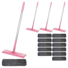 A-Clean 清潔拖把 中型 粉紅色 + 灰色環狀拖布 3入, 4套