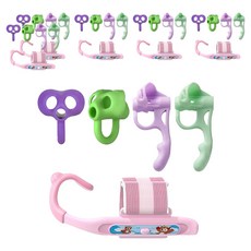 DADA 鉛筆握筆器 可調式手腕寫字矯正器組合, 6套, 粉紅色(手腕矯正器), 隨機出貨(手指矯正器 短款, 手指矯正器 長款)