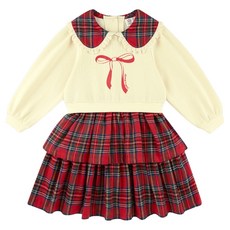 WALTONKIDS 女童格紋康康舞拉絨連身裙