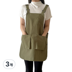 깨비다 양면 방수 앞치마, 올리브그린, 3개