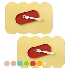 ade.l 矽膠超薄造型餐墊, 淺黃色, 388*267*1.8mm, 2個