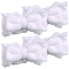 Alida蕾絲蝴蝶結超細纖維洗臉髮帶, 白色, 4個