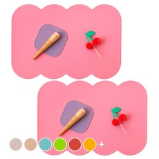 ade.l 矽膠超薄造型餐墊, 奶油粉, 388*267*1.8mm, 2個