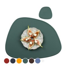 incoc 矽膠餐墊 + 杯墊 組, 橄欖綠, 餐墊(42.5 x 32 cm), 杯墊(10.5 x 10.3 cm)