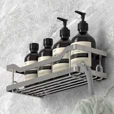 purplegorilla Caddy Design Altegritz STS304 免鑽孔高強度框架浴室一字型置物架, 鉻銀色, 1個