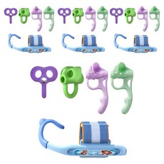 DADA 鉛筆握筆器 可調式手腕寫字矯正器組合, 4套, 藍色(手腕矯正器), 隨機出貨(手指矯正器 短款, 手指矯正器 長款)