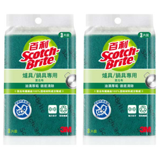 3M Scotch-Brite 百利 爐具鍋具專用菜瓜布, 3片, 2包