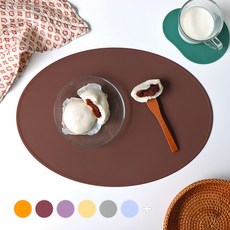 에이드엘 슬림 오발 실리콘 테이블매트 2p, 초코브라운, 383 x 269mm, 2개