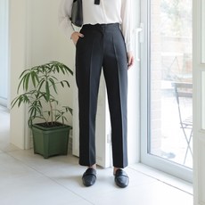 BBAEBBAE 女款後鬆緊帶彈性修身直筒西裝褲