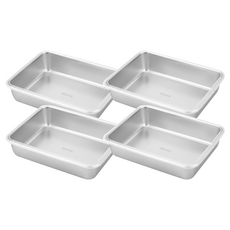 小麥購物 不鏽鋼保鮮盒 附透明蓋 大號, 2組, 4個容器 + 4個蓋子