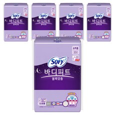 쏘피 바디피트 볼록맞춤 생리대 날개형, 슈퍼롱, 20개입, 5개