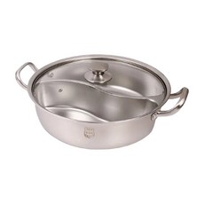 HIKARI 日光生活 無接縫雙享鴛鴦鍋 附蓋 H038, 34cm, 不鏽鋼, 1個