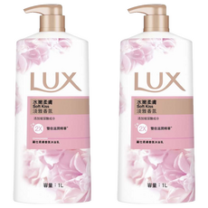 LUX 麗仕 沐浴乳 水嫩柔膚 絲蛋白精華 玫瑰香氛 雙倍滋潤精華 1L, 2瓶