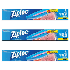 지퍼락 이지오픈탭 지퍼백 냉동용, 특대(XL), 6개입, 3개
