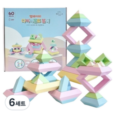 벨베이비 유아용 다이아몬드 블록 60p, 혼합색상, 6세트