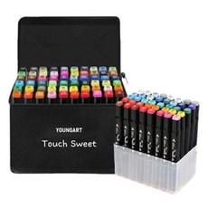 Young Art 藝術記號筆 60 色 + pp 筆筒套裝黑色, 60色, 1個