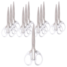 簡約風剪刀 不鏽鋼刀片 堅固鋒利, 透明, 12個