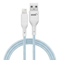 HANG 彩虹編織快充線 USB to Lightning R18 3.4A 支持APPLE8-14快充, 1m, 藍色, 1個
