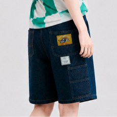 UNICURVE 青少年飛機貼飾鬆緊丹寧五分褲 OBL260029BTS