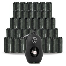 Meongyang 寵物便攜式便便袋盒 + 735p補充袋套組, 黑色, 735個, 1入