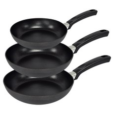 LocknLock 樂扣樂扣 Cookplus Hard Light 酷菲偲輕鬆煮平底鍋 3入, 平底鍋22*5cm+平底鍋28*6.5cm+炒鍋28*8.5cm, 黑色, 1組