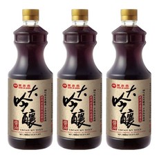 萬家香 大吟釀醬油 100%純天然釀造 不添加防腐劑, 1L, 3瓶