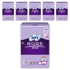 쏘피 바디피트 볼록맞춤 생리대 날개형, 슈퍼롱, 20개입, 6개