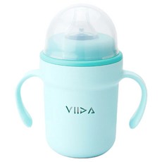 VIIDA Soufflé 鴨嘴型抗菌不鏽鋼學習杯, 湖水綠, 330ml, 1個