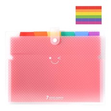 YUNIBEE 7格彩虹手提風琴夾 + 標籤貼紙, 1個, 白色