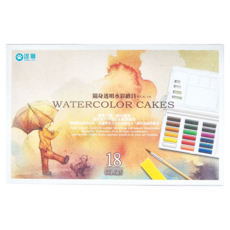 SIMBALION 雄獅 固型隨身透明水彩繪具組 WCK-18, 18色