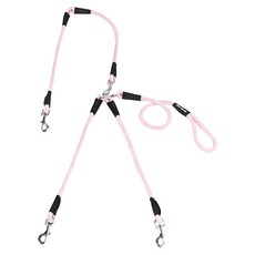 DO DO PET 外出配件 寵物用雙頭 多頭牽繩 雙頭 + 繩子組 中小型貓狗適用, 1個, 粉紅色