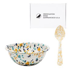 CROW CANYON 麥片碗+小湯匙組 2入, 麥片碗+小湯匙, 百慕達奶油杯（麥片碗）、黃色大理石（小湯匙）