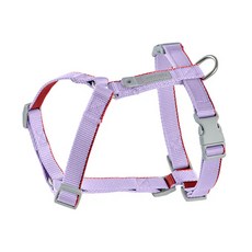 tails&me 尾巴與我 新經典 犬H型胸背帶 五段尺寸調節 柔軟厚織尼龍 強韌安全車縫 獨家配件扣, S, 粉紫色 + 丹紅色, 1件